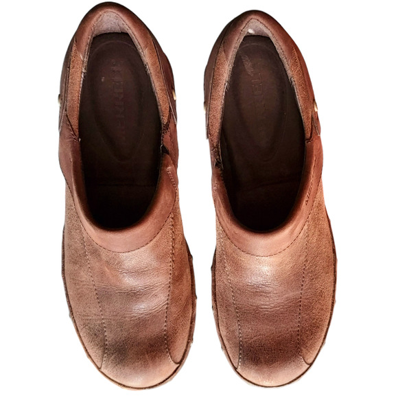 Merrell Luxe Wrap Espresso Brown Oiled Nubuck Leather Womens Clogs Stud Trim 7.5 - Picture 3 of 9